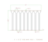 23' deep stemware rack specification
