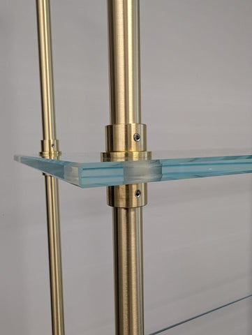 thru glass brass shelving