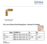 Part # 332 Flush Elbow Radius 90 degrees