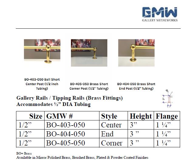 BO-405-050 Brass Short Corner Post (1/2