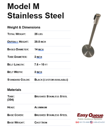Stainless Steel Stanchion - Model M