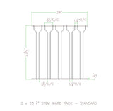 23' deep stemware rack specification