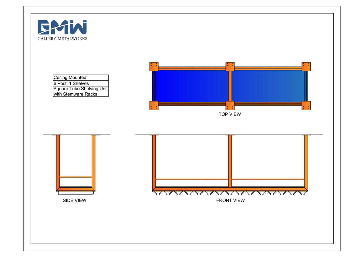 Square Tubing - Shelving Unit with Stemware Racks – Gallery Metalworks